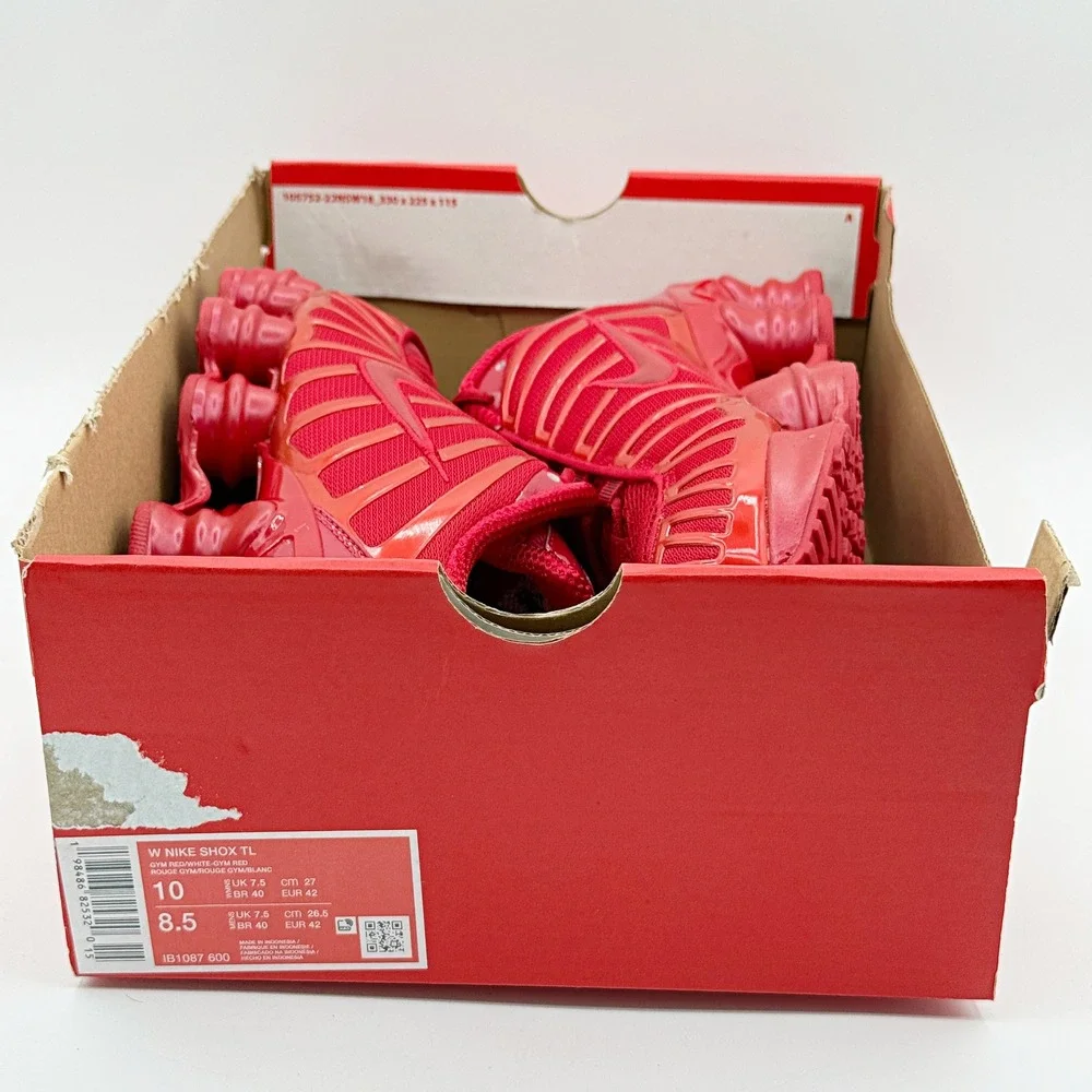 Nike Shox TL Size 10 Womens Gym Red/White IB1087-600, NEW